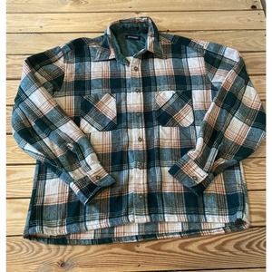 Vintage Episode Faux Plaid Long Sleeve Button Up Shirt Size Large Men’s Green